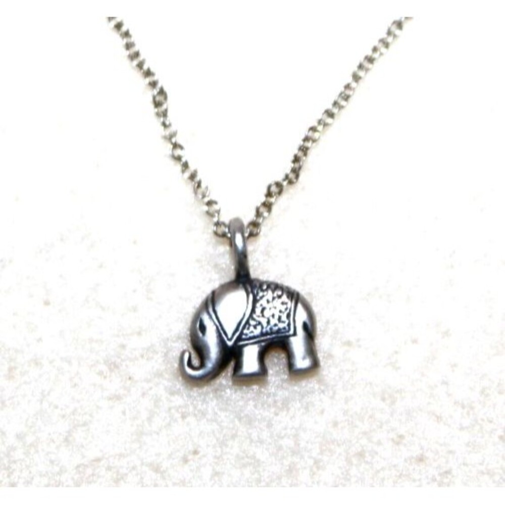 Dogeared 925 Sterling Silver Happy Elephant Necklace 16" Oxidized Lucky Charm